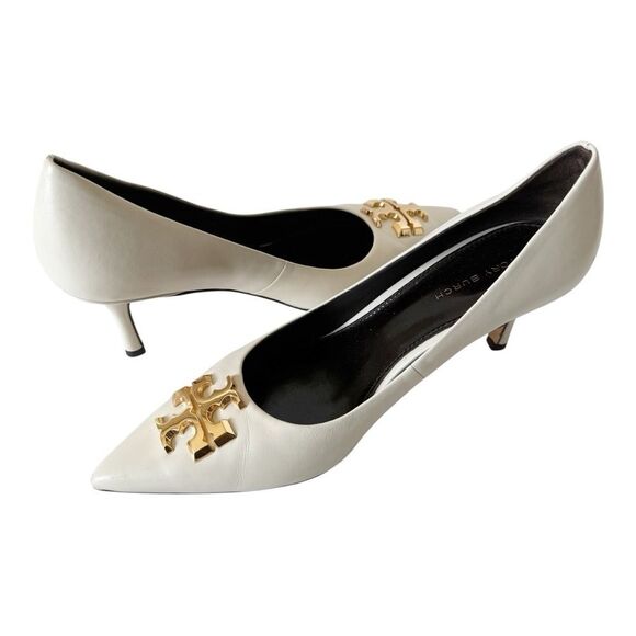 Tory Burch Womens Eleanor Leather Cream Old Money  Pointed Toe Pump Sz 5.5 - Picture 2 of 9